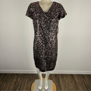 Vince Camuto Sparkling Black and Pink Mini Dress